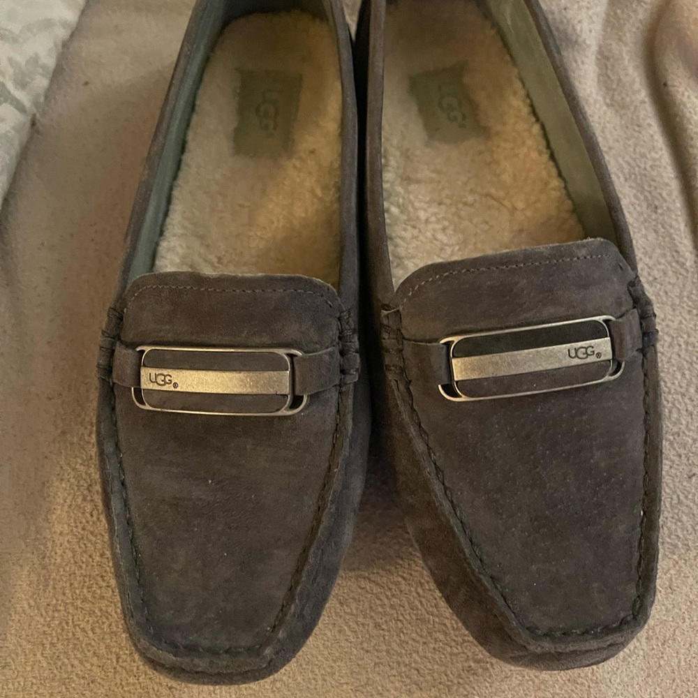 UGG Gray Suede Square Toe Loafers Size 8.5 used